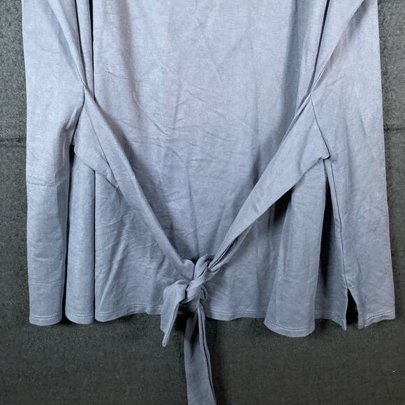 J Jill Womens Shirt Dark Gray Pull Over Front Tie Wrap Tunic Stretch Large - Picture 4 of 13